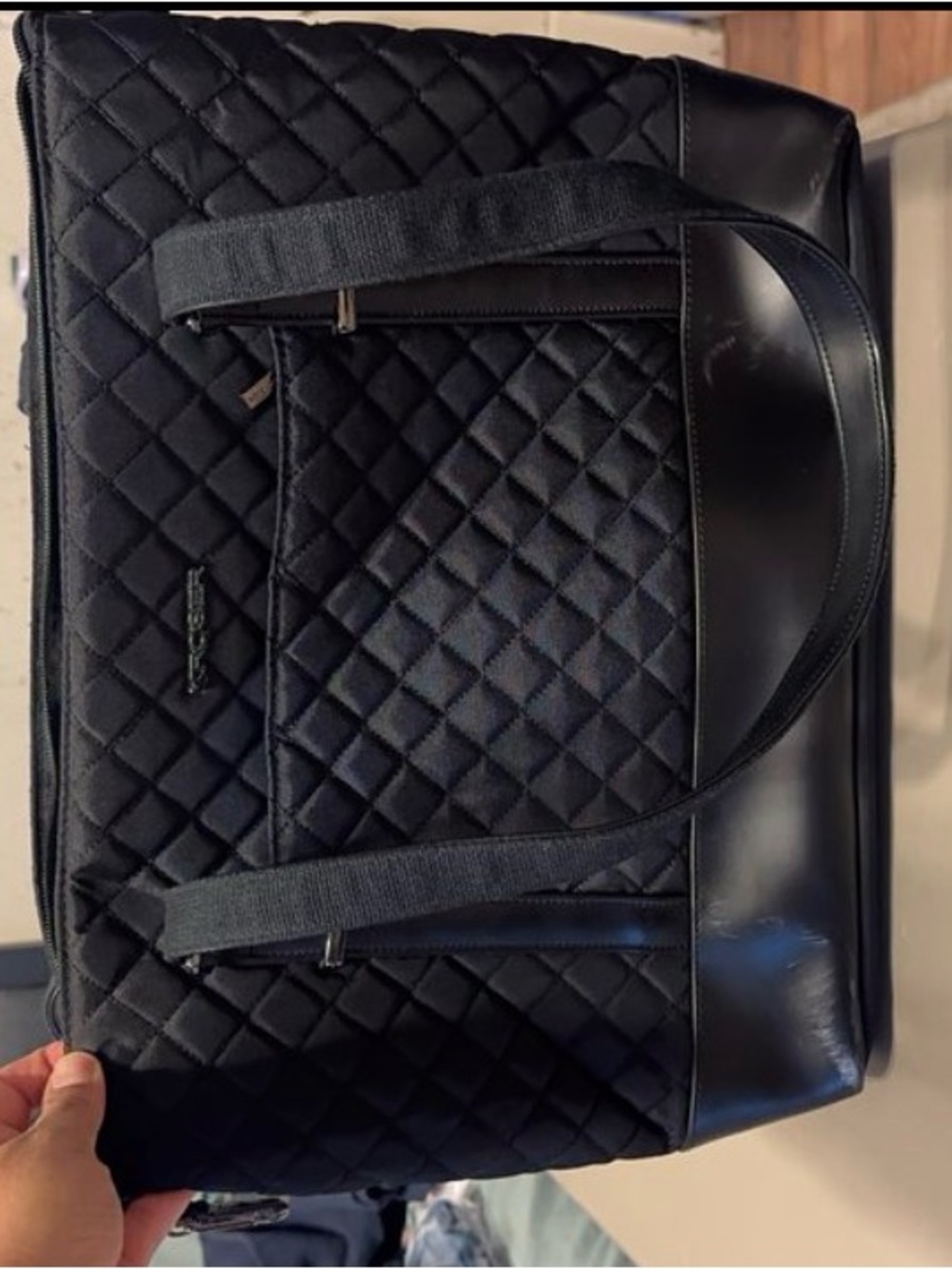 Black Quilted Men's Tote Bag - Classic Carryall